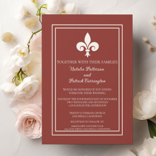 Terracotta Fleur de Lis Wedding Invitation
