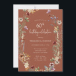 Terracotta Floral 60th Birthday Party Invitation<br><div class="desc">This stylish & elegant 60th birthday invitation features gorgeous hand-painted watercolor wildflowers arranged as a lovely wreath with an elegant hand-lettered script. Find matching items in the Terracotta Boho Wildflower Wedding Collection.</div>