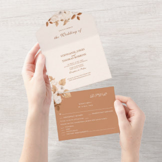 Terracotta Floral All in One Wedding Invite