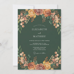 Terracotta Floral Arch Romance Wedding Invitation