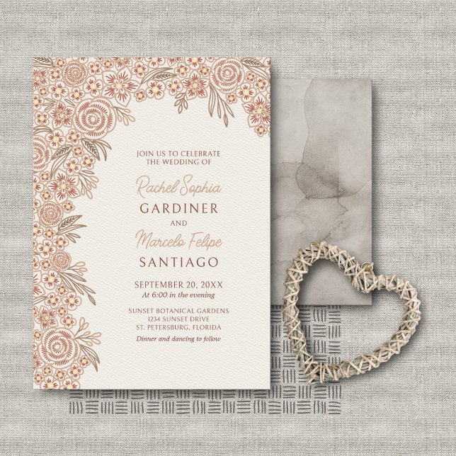 Terracotta Floral Arch Wedding Invitation (Creator Uploaded)