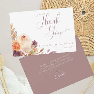 Terracotta Floral Autumn Bridal Shower Thank You Card