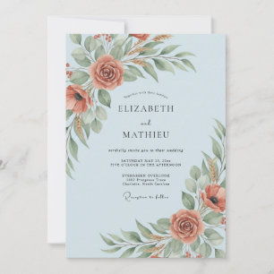 Terracotta Floral Autumn Flourish Wedding Invitation