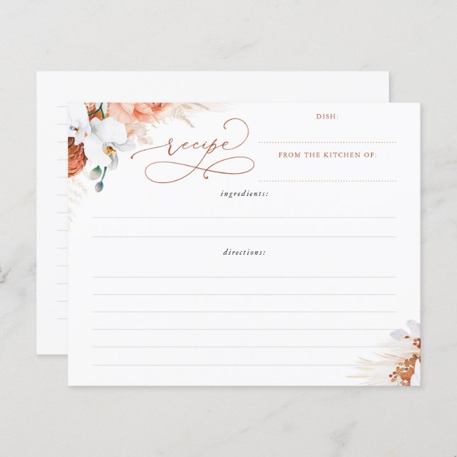 Terracotta Floral Boho Bridal Shower Recipe (Front/Back)