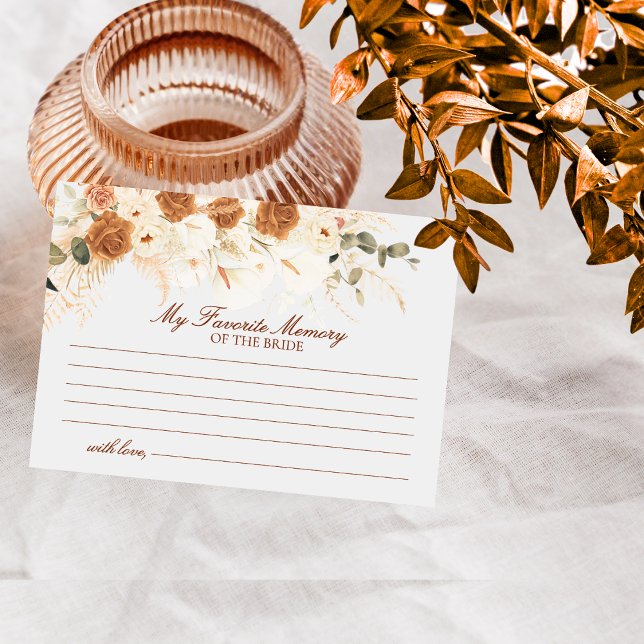 Terracotta Floral Boho Memory of the Bride Game Card (Creator Uploaded)