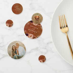 Terracotta Floral Boho Modern Wedding Photo Confetti