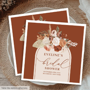Terracotta Floral Boho Napkins for Bridal Shower