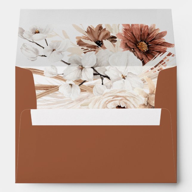 Terracotta Floral Boho Pampas Envelope (Back (Bottom))