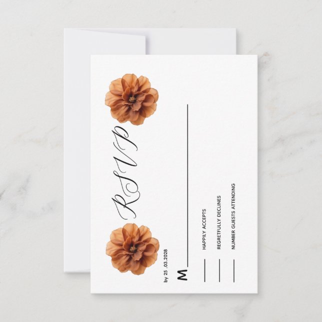 Terracotta Floral Boho rustic copper RSVP   Card (Front)