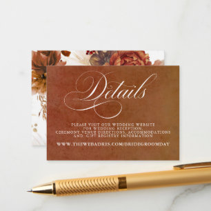 Terracotta Floral Boho Wedding Details Enclosure Card