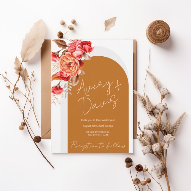 Terracotta Floral Boho Wedding Invite (Creator Uploaded)