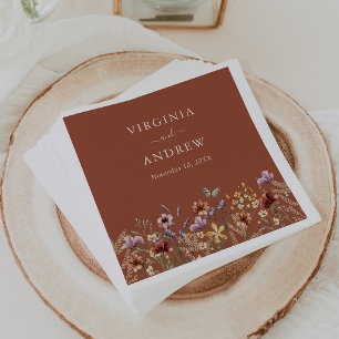 Terracotta Floral Boho Wedding Napkin