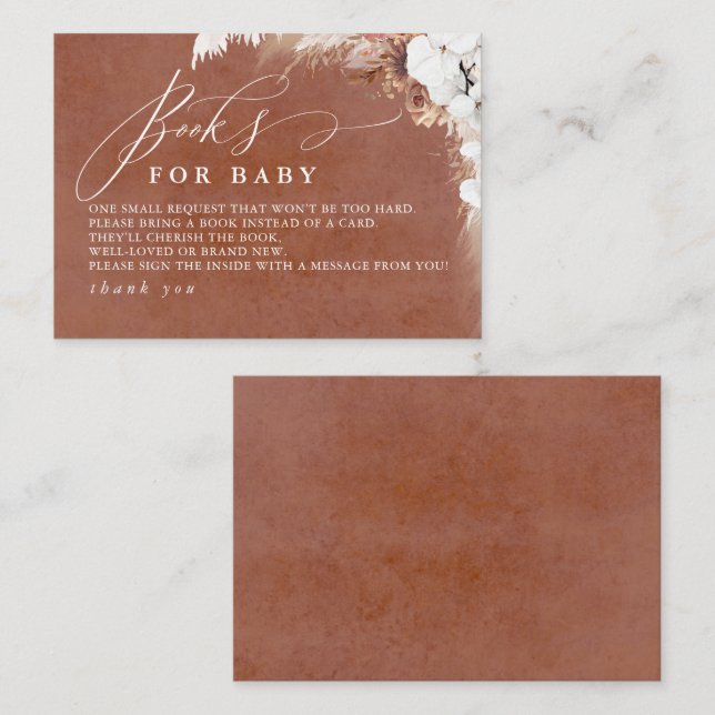 Terracotta Floral Books For Baby Enclosure Card (Front/Back)