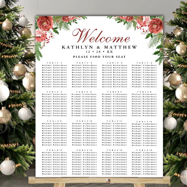 Terracotta Floral Bough Wedding 16 Table Seating Poster (Creator Uploaded)
