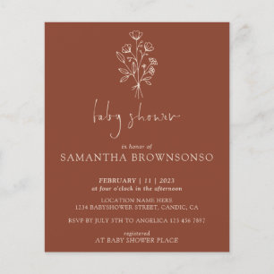 Terracotta Floral Bouquet Budget Baby Shower Flyer