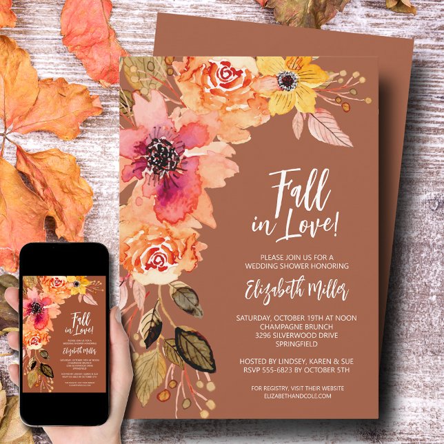 Terracotta Floral Bridal Shower Invitation (PRINTED, INSTANT DOWNLOAD or BOTH!)