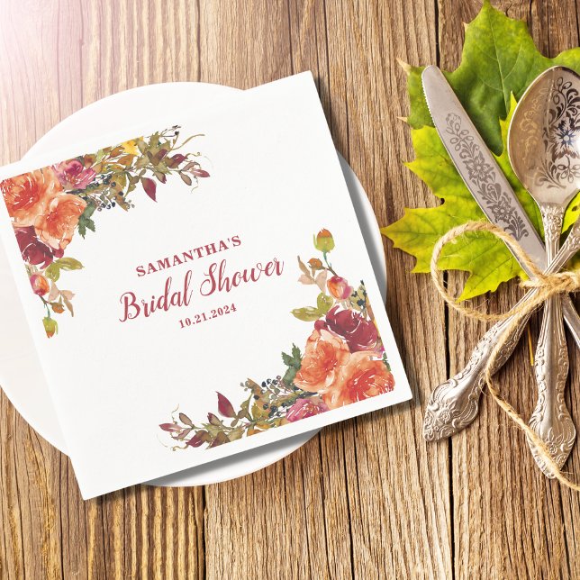 Terracotta Floral Bridal Shower  Napkin (Creator Uploaded)