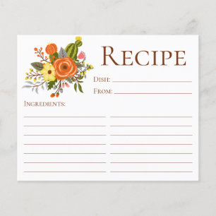 Terracotta Floral Bridal Shower Recipe Card