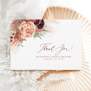 Terracotta Floral Bridal Shower Small Thank You Card