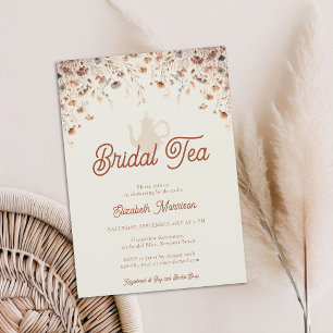Terracotta Floral Bridal Shower Tea Wildflowers Invitation