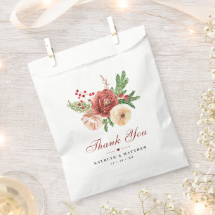 Terracotta Floral Christmas Pine Bough Wedding Favour Bag