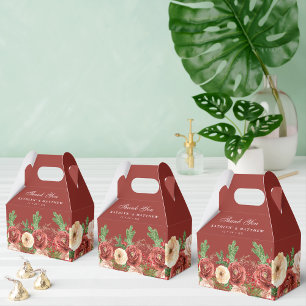 Terracotta Floral Christmas Pine Bough Wedding  Favour Box