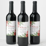 Terracotta Floral Christmas Pine Bough Wedding Wine Label<br><div class="desc">Elegant Terracotta Blush Pink White Floral Christmas Pine Bough Foliage Winter Wedding Party Wine Labels. Invite your family,  friends and colleagues to celebrate your special day. All the texts are pre-arranged for you to personalise easily and quickly with your own details.</div>