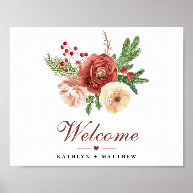 Terracotta Floral Christmas Pine Bough Welcome Poster (Creator Uploaded)