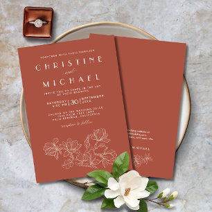 Terracotta Floral Elegant Formal Wedding Invitation