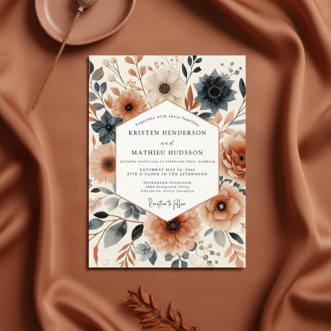 Terracotta Floral Enchantment Wedding Invitation (Creator Uploaded)