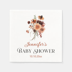 Terracotta Floral Fall Autumn Baby Shower Napkin