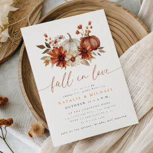 Terracotta Floral Fall in Love Engagement Party Invitation