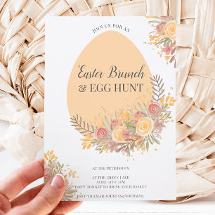 Terracotta floral gold easter brunch egg hunt invitation