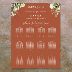 Terracotta Floral Greenery Wedding Seating Chart