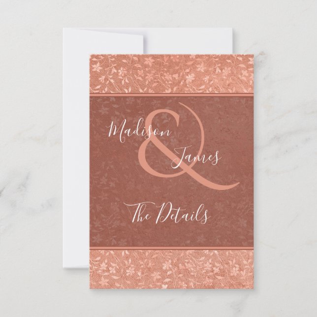Terracotta Floral, Hearts Vines Wedding Insert Invitation (Front)