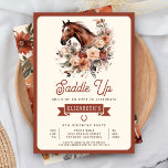 Terracotta Floral Horse Cowgirl Birthday Party Invitation<br><div class="desc">Amaze your guests with this elegant equestrian theme invitation featuring a beautiful brown horse and rustic flowers. Simply add your event details on this easy-to-use template to make it a one-of-a-kind invitation.</div>