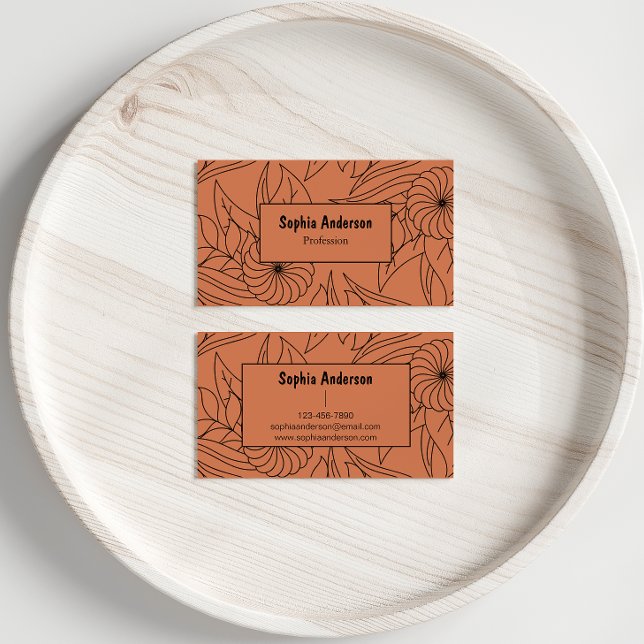 Terracotta Floral Line Art Business Card (Creator Uploaded)
