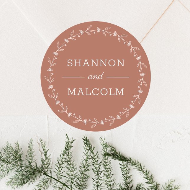 Terracotta Floral Minimalist Wedding Envelope Seal (Creator Uploaded)