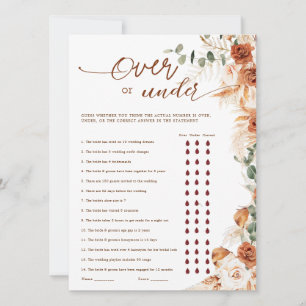 Terracotta Floral Over or Under Bridal Shower Game