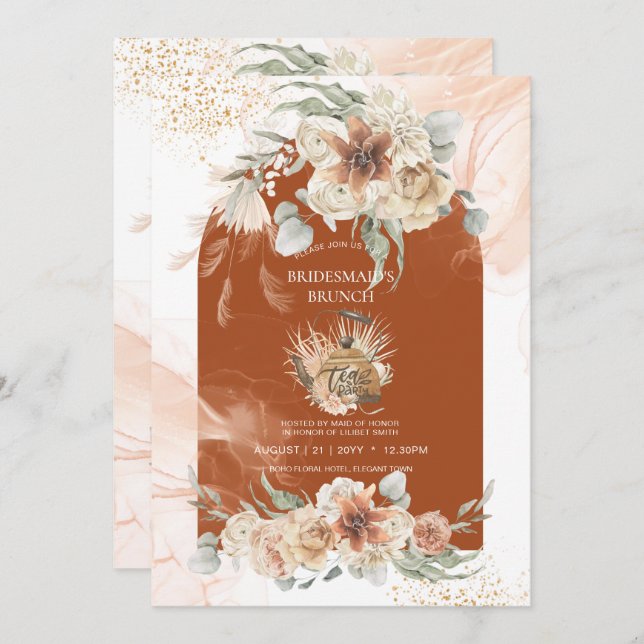 Terracotta Floral Pampas Grass BRIDESMAID'S LUNCH (Front/Back)