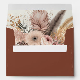 Terracotta Floral Pampas Grass Wedding Envelope