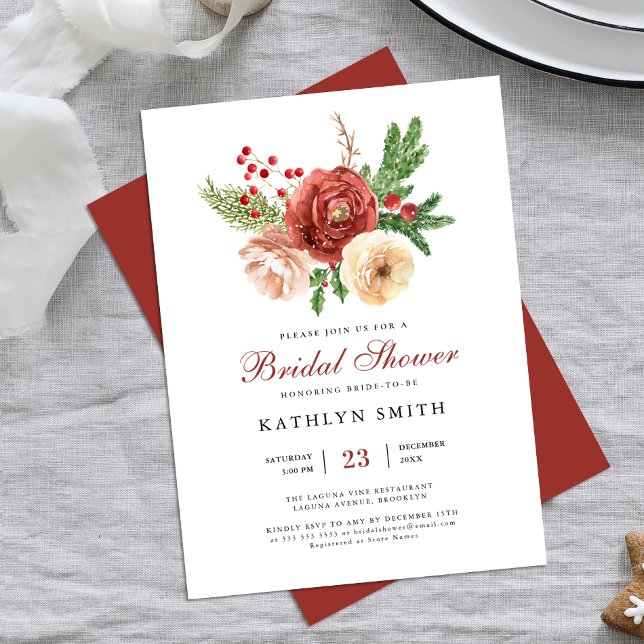Terracotta Floral Pine Bough Foliage Bridal Shower Card (Creator Uploaded)
