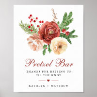 Terracotta Floral Pine Bough Wedding Pretzel Bar