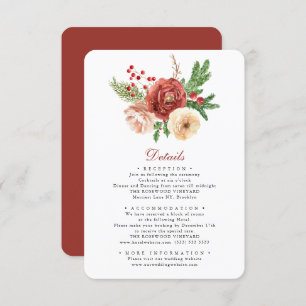 Terracotta Floral Pine Foliage Wedding Details Enc Enclosure Card