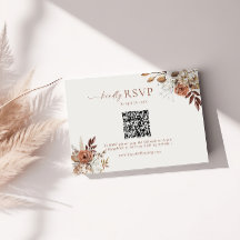 Terracotta Floral QR Code RSVP Wedding