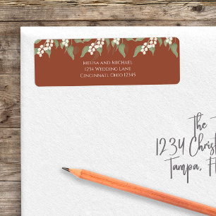 Terracotta Floral Return Address Custom Label