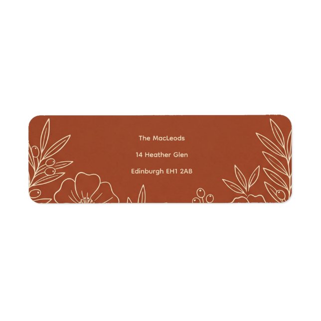 Terracotta Floral Return Address Label (Front)