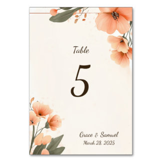 Terracotta Floral Table Number Card