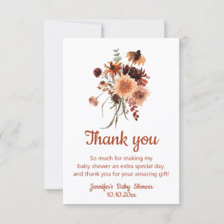 Terracotta Floral Thank You Baby Shower Card
