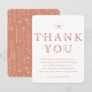 Terracotta Floral Thank You Card Baby Shower